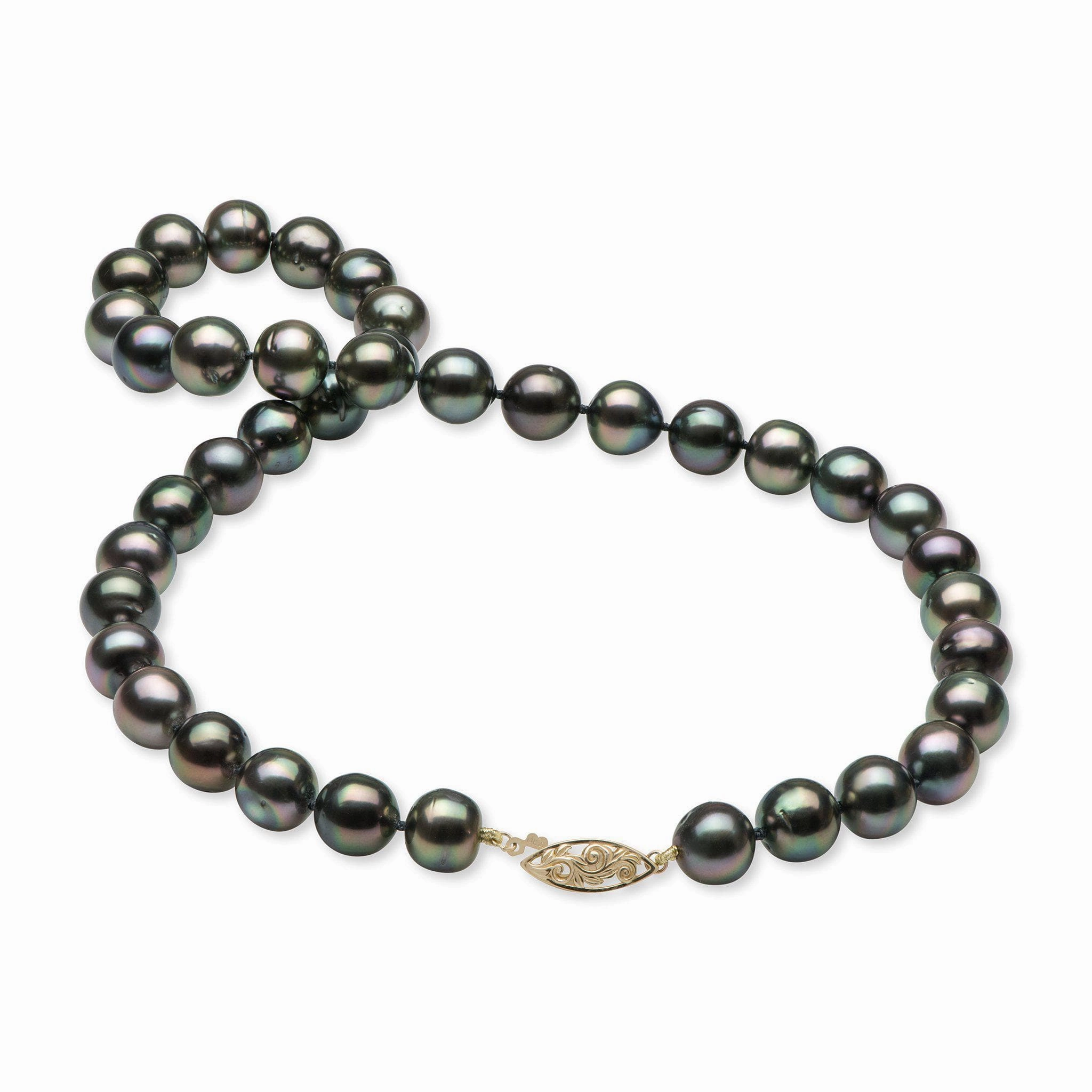 18-19" Tahitian Black Pearl Strand with Gold Clasp - 10-12mm Chic Outfit