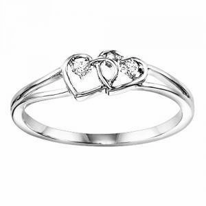 Radiant Sparkle Diamond Double Heart Ring 10K White Gold | Mullen Jewelers