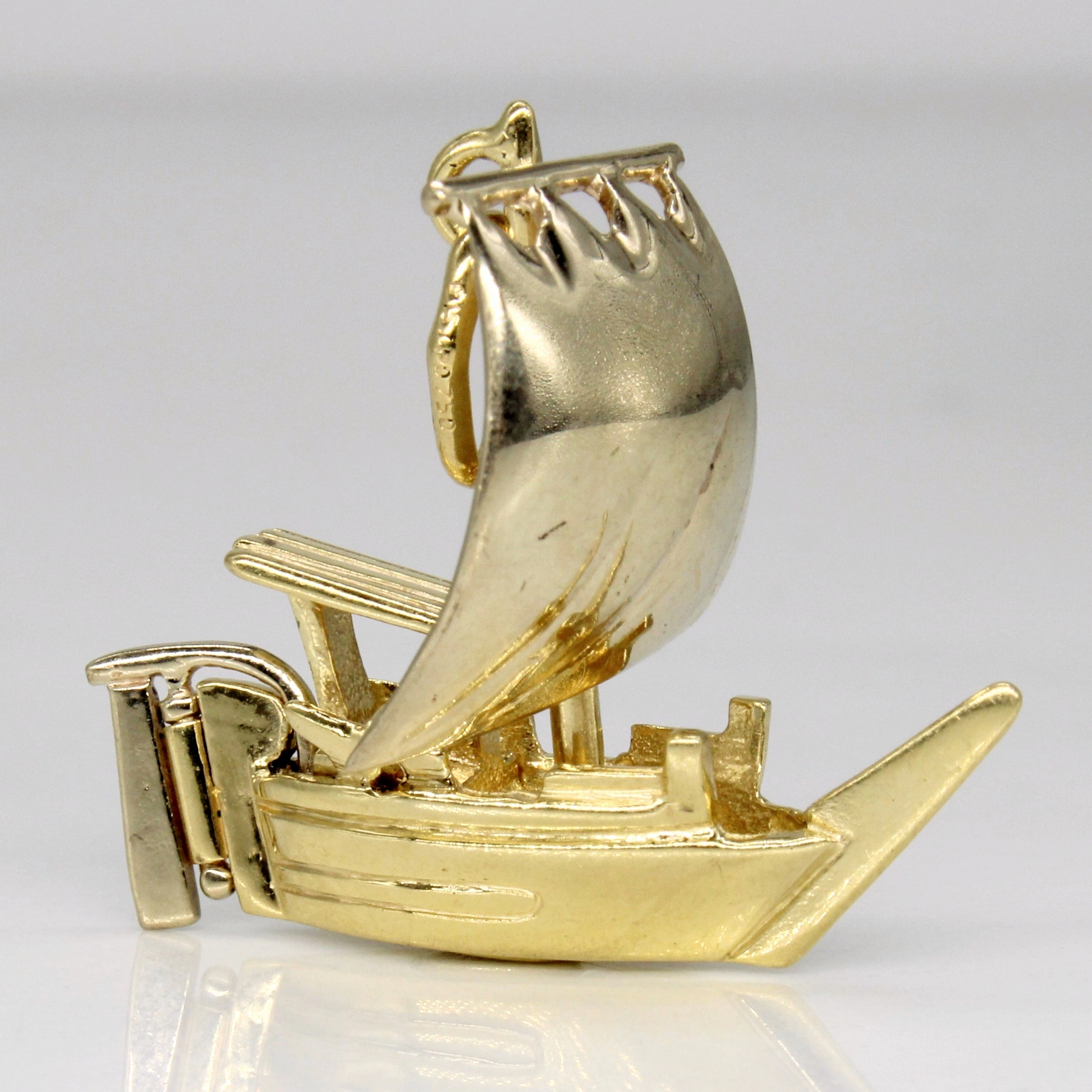 Sidra' 18k Two Tone Gold Sail Boat Charm Trendy Accessories Signature Sparkle