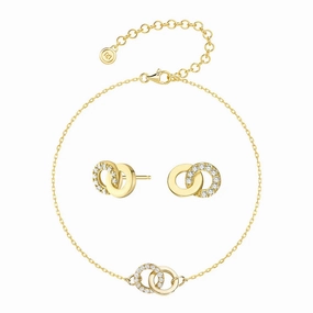 Interlocking Dual Hoop Earrings And Bracelet Set Unique Radiance