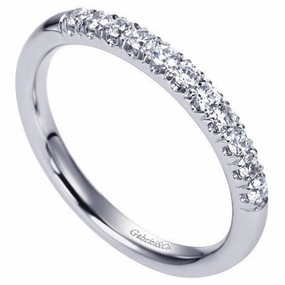 Formal Accent Style Essential French Pave Diamond Band .25 Cttw 14K White Gold