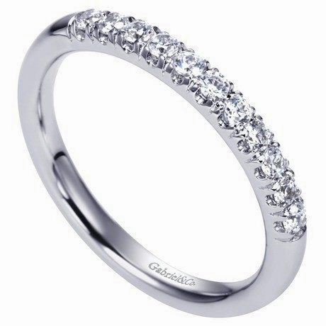 Daytime Sparkle French Pave Diamond Band .25 Cttw 14K White Gold