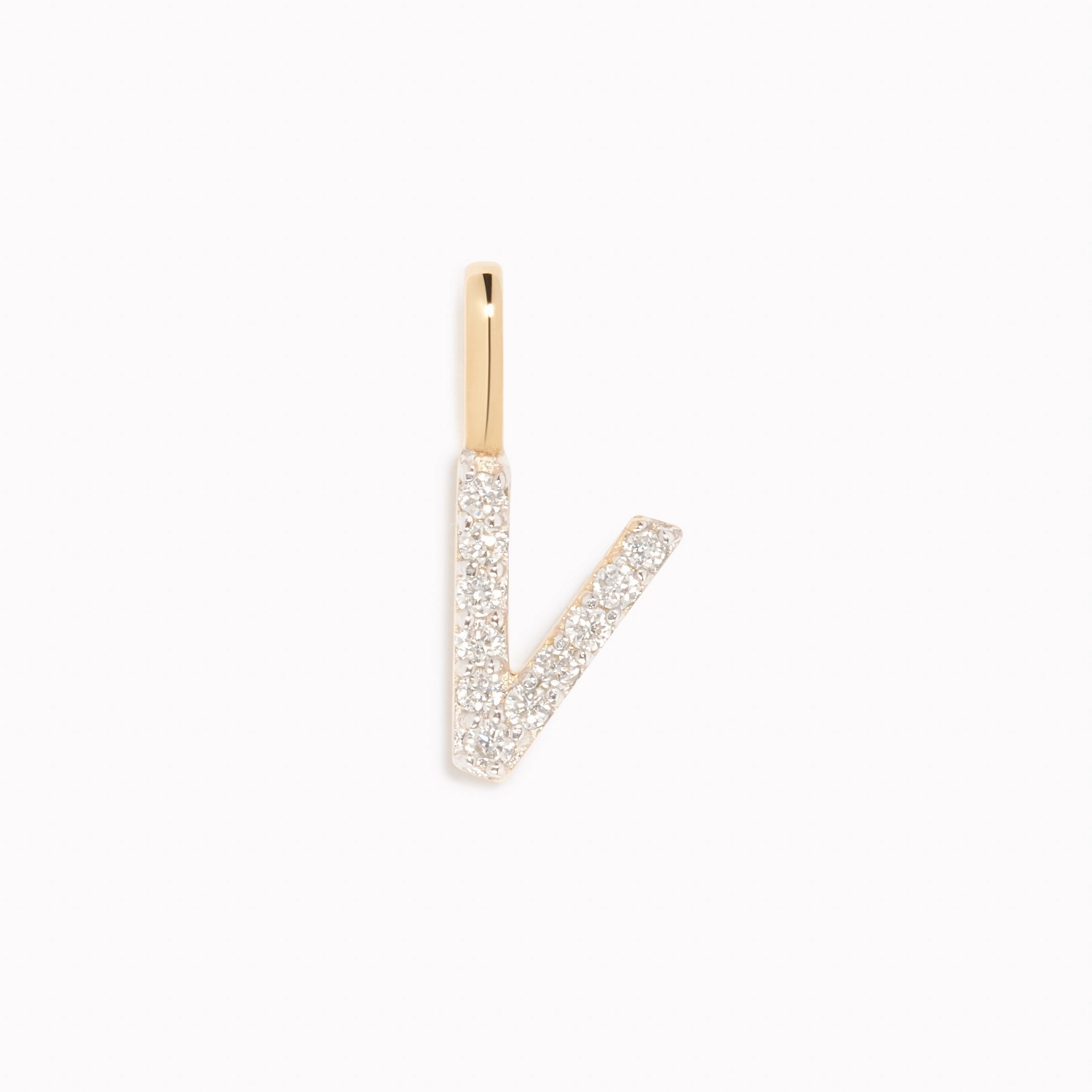 Diamond Initial Pendant 14k Gold - V Romantic Vibe Elegant Statement