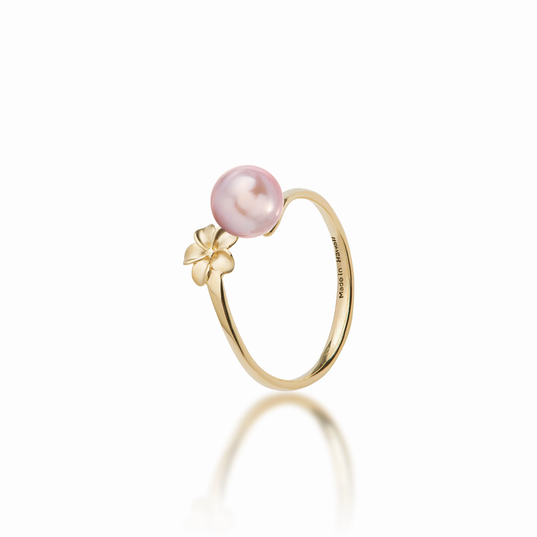 Pick A Pearl Plumeria Ring in Gold Simple Accent
