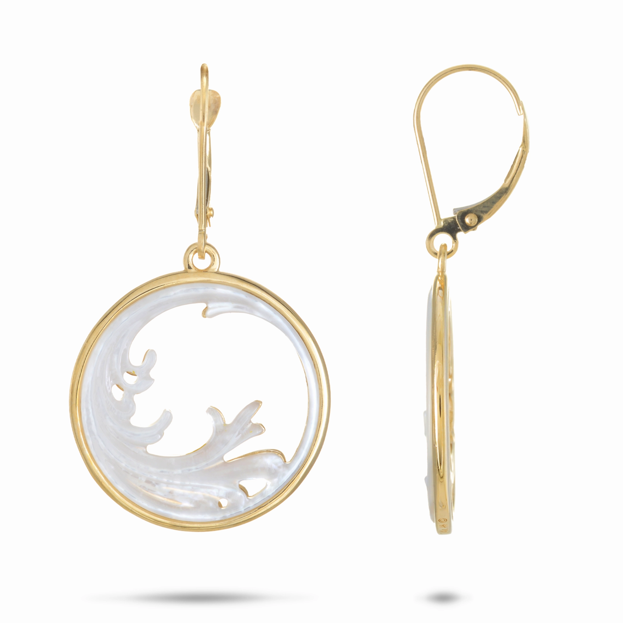 Polished Stones Precious Accent Nalu Splash Mother of Pearl Earrings in Gold - 22mm