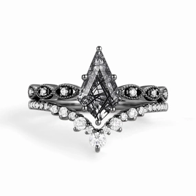 Signature Vintage - 2.0ct Vintage Kite Cut Engagement Ring Set 2pcs - Winona Creative Jewelry