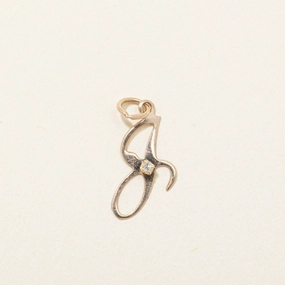 10k Yellow Gold Diamond "J" Initial Charm Dainty Shine