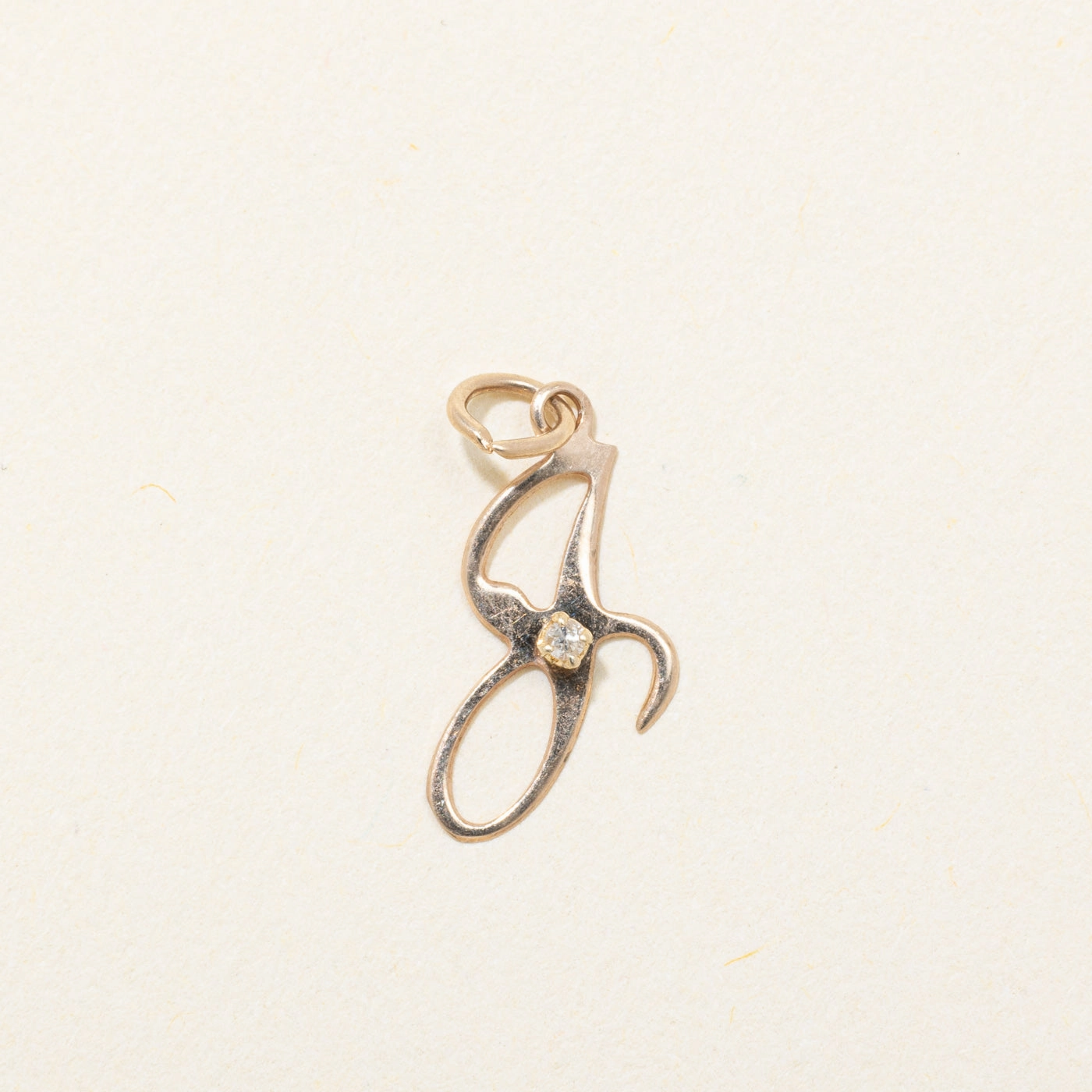 10k Yellow Gold Diamond "J" Initial Charm Dainty Shine