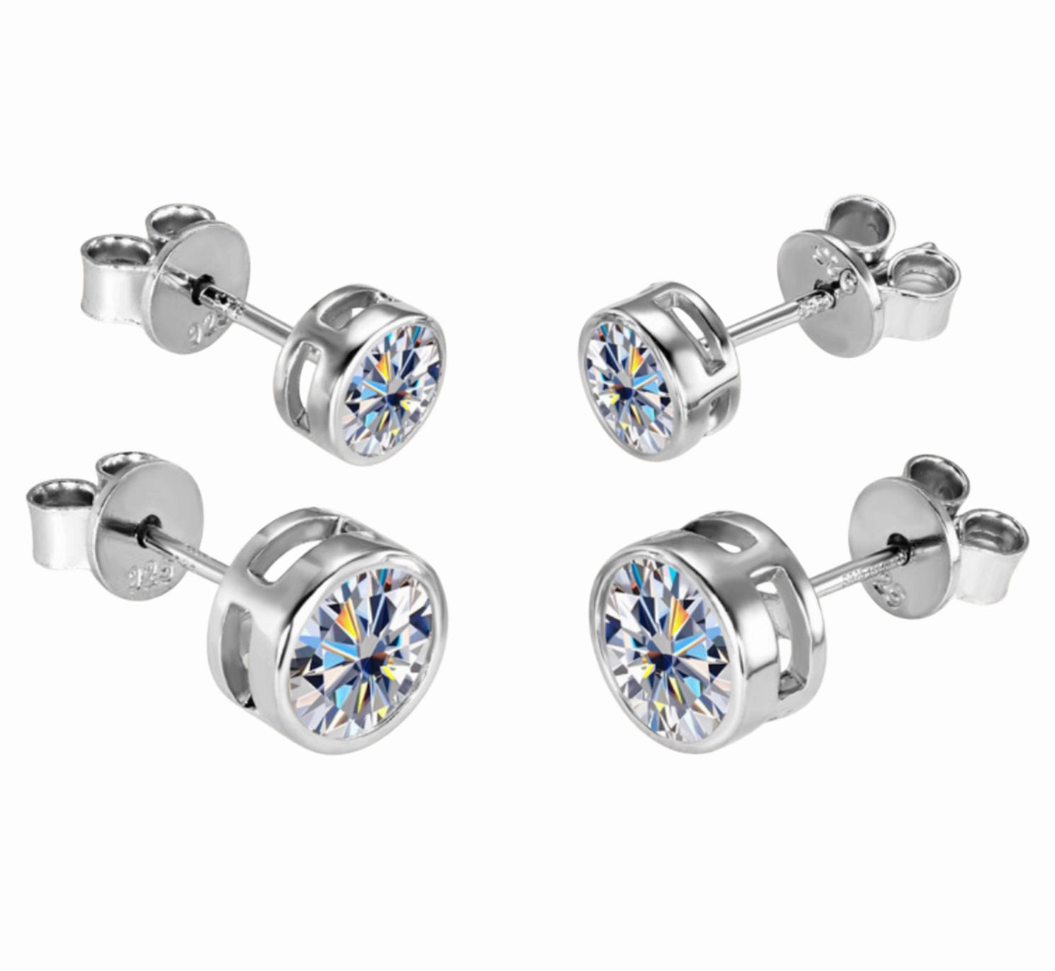 Silver Minimalist Simple Diamond Earrings | S925 | Moissanite Bold Craftsmanship