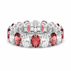 6.6 CT. Lab Grown White Sapphire with Ruby Gemstone Band Timeless Gems Stylish Highlight