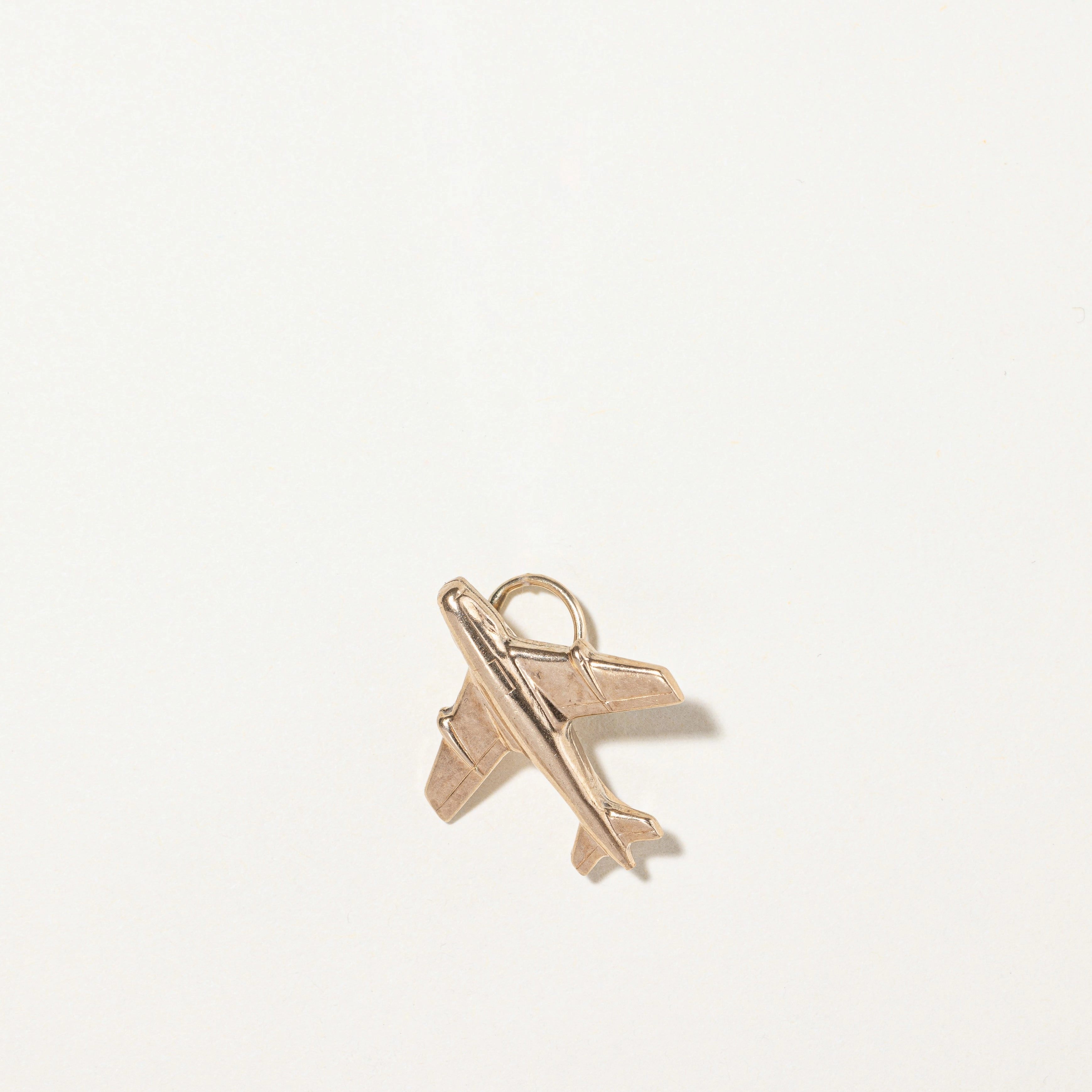 10k Yellow Gold Airplane Charm | Versatile Accent Soft Style