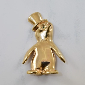 Quartz Eyed Penguin Brooch | 0.02ctw | Classic Craftwork