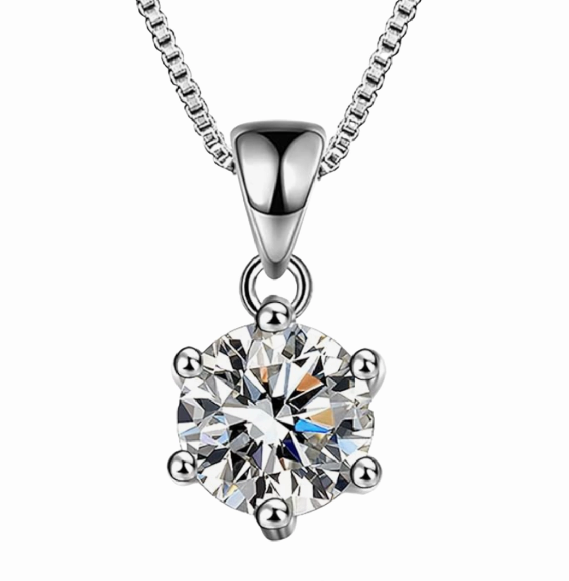 Simple Round Brilliant 6-Prong Pendant Necklace | S925 | Moissanite Vibrant Shine Finish Luxury Pieces