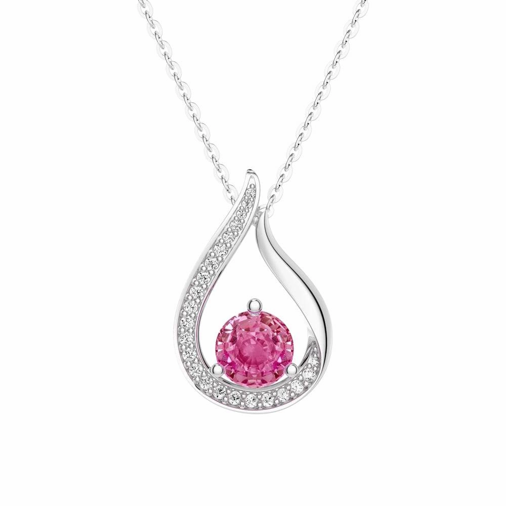 Trend Focus 1 CT. Floating Pink Sapphire Tulip Pendant with Diamonds
