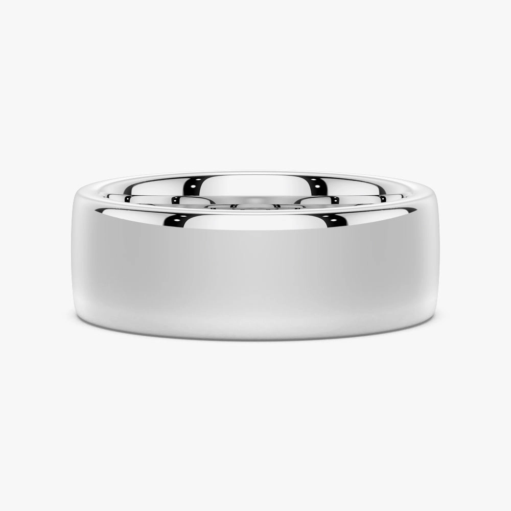 8mm Classic High Polished Flat Surface Men's Wedding Band Couture Accent