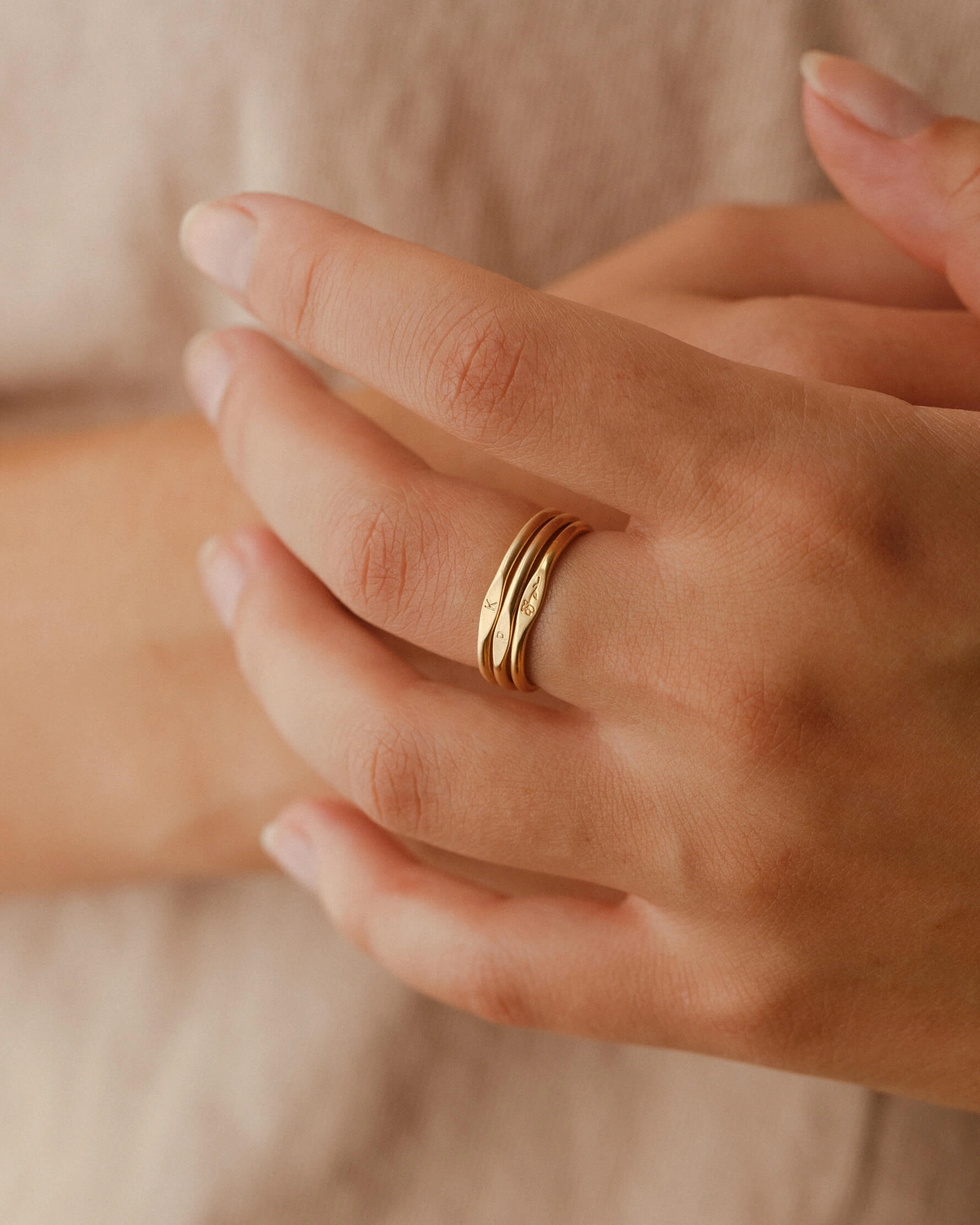 Micro Signet Ring Trio Set Dazzling Sparkle Effortless Sparkle