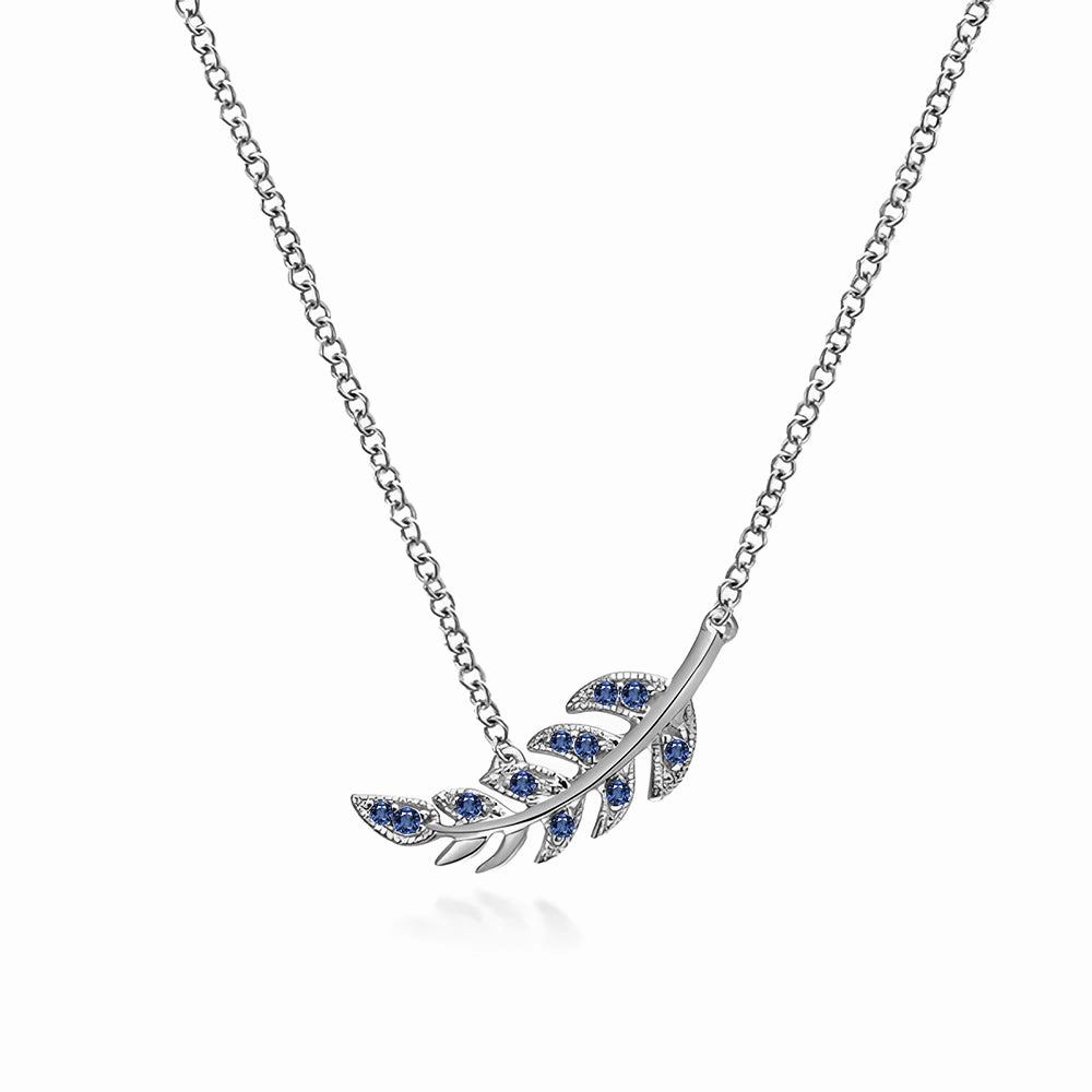 Lightweight Fit Couture Botanical Foliage Lab Grown Sapphire Necklace