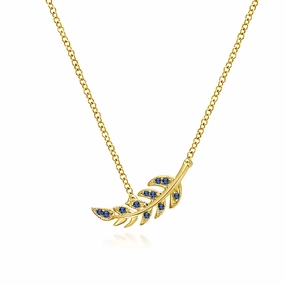 Statement Shine Couture Botanical Foliage Lab Grown Sapphire Necklace