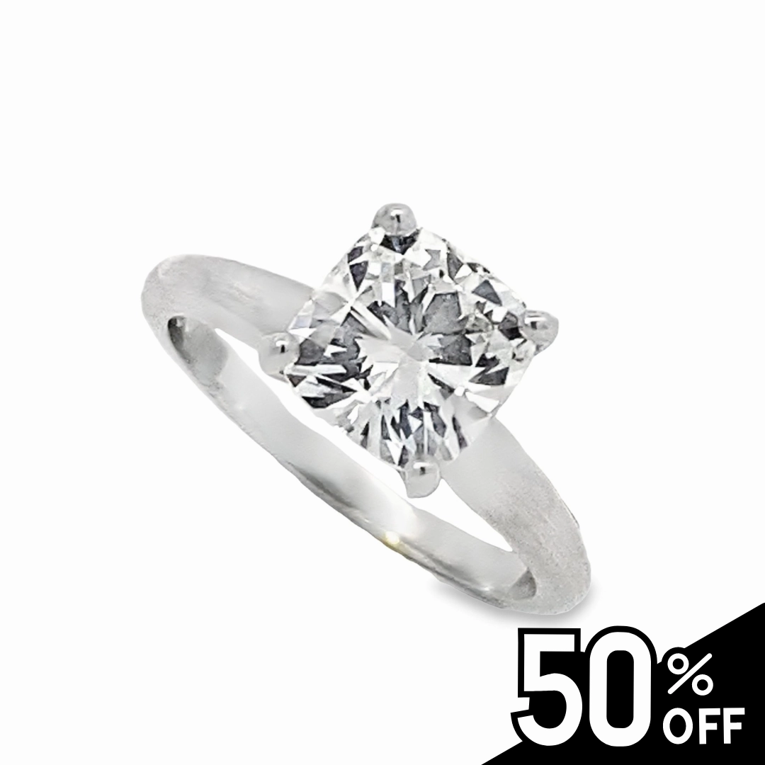Die Struck Classic Cushion Cut Solitaire Engagement Ring Fashionable Touch