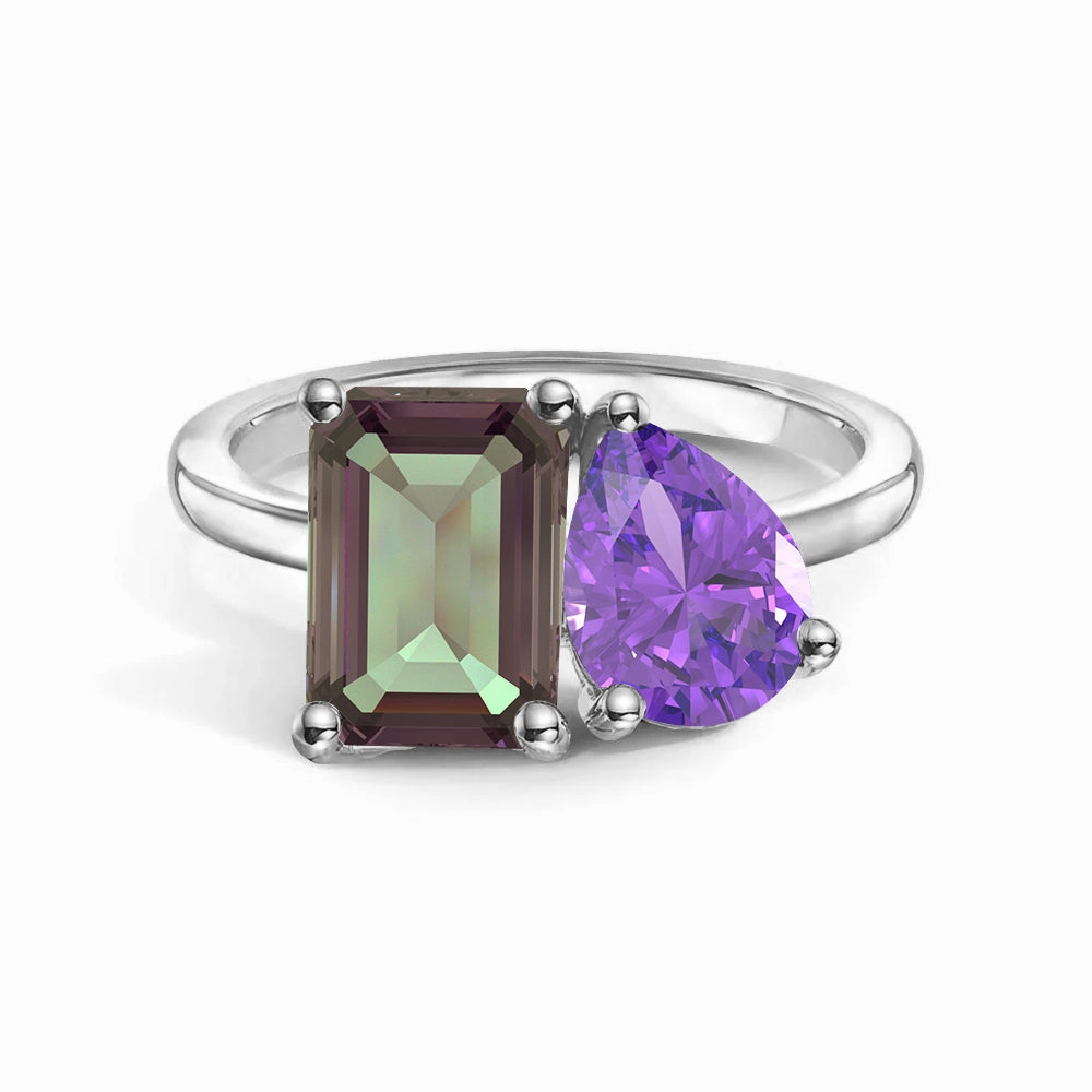 Daily Collection Toi et Moi Personalized Alexandrite Birthstone Anniversary Ring