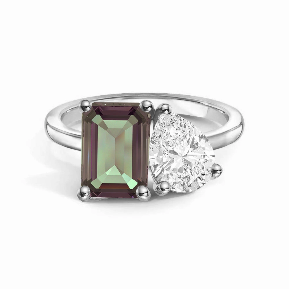 Fashion Detail Toi et Moi Personalized Alexandrite Birthstone Anniversary Ring