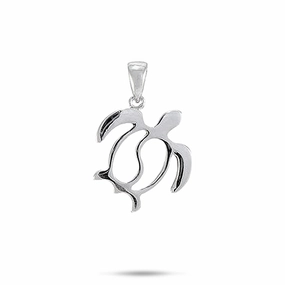 Honu Yin Yang Pendant in Sterling Silver - 20mm Vivid Touch Bright Highlight
