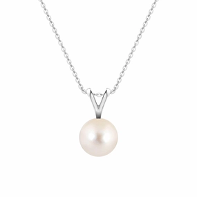 8mm Freshwater Cultured Pearl Solitaire V Bale Pendant Lively Spark