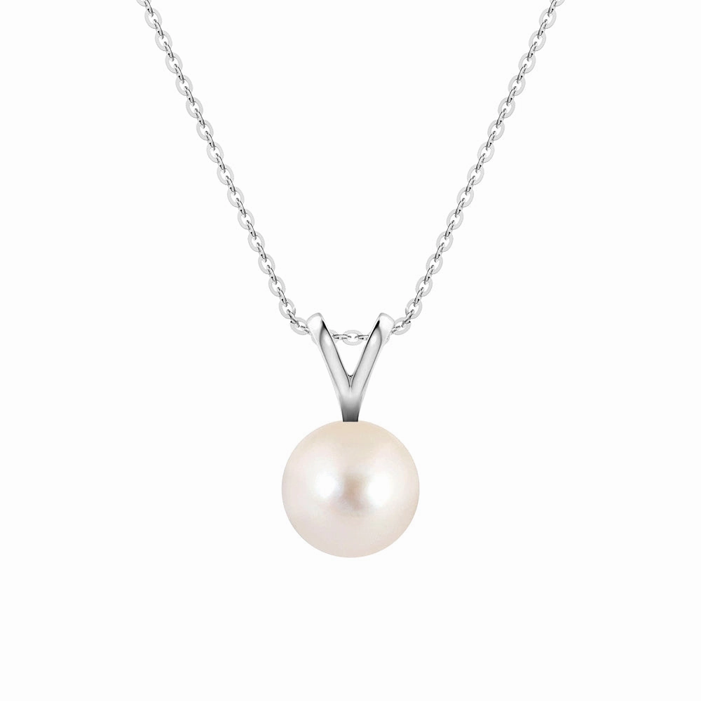 8mm Freshwater Cultured Pearl Solitaire V Bale Pendant Lively Spark