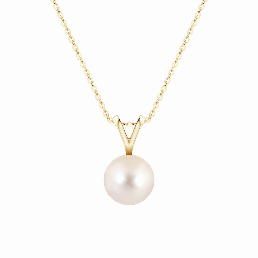 8mm Freshwater Cultured Pearl Solitaire V Bale Pendant City Spark Occasion Look
