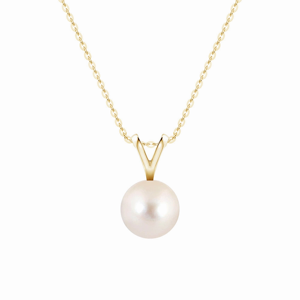 8mm Freshwater Cultured Pearl Solitaire V Bale Pendant Subtle Glow Modern Accessory