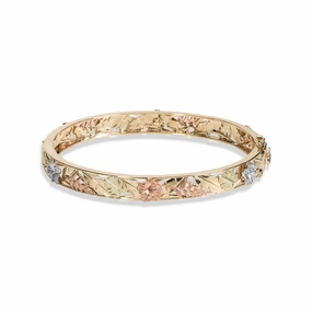 Hawaiian Gardens Hibiscus Bracelet in Four Tone Gold with Diamonds - 8mm Elegant Mood