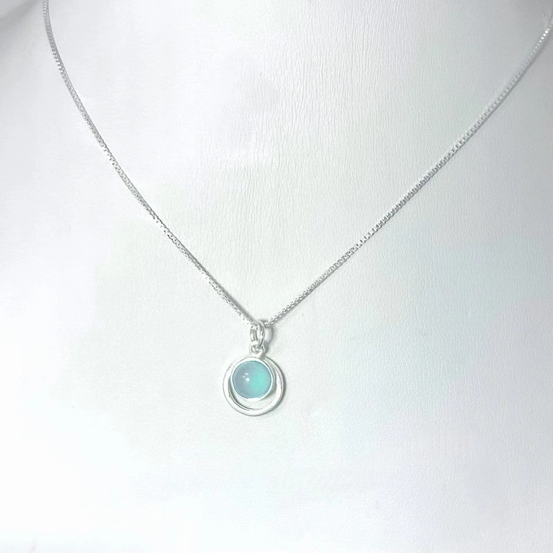 Small Sterling Silver Pedant with Moonstone or Chalcedony Distinct Feature