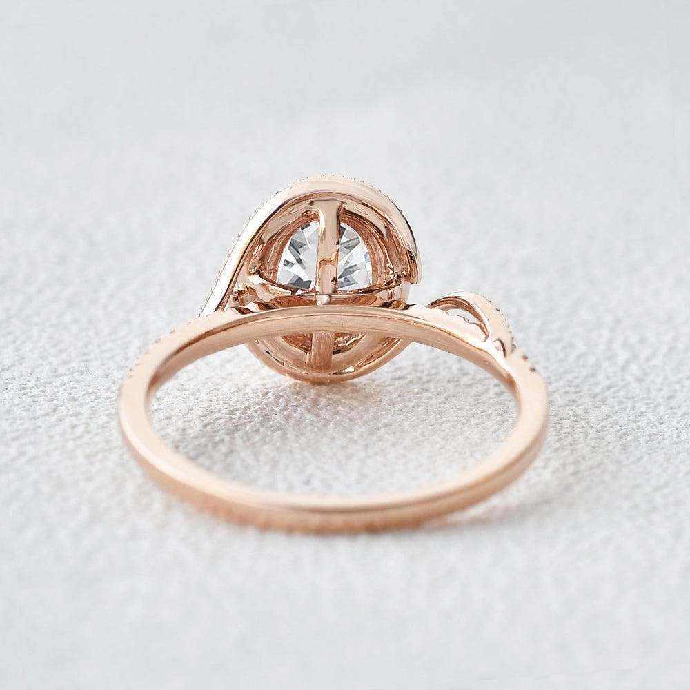 Statement Layer Twist Oval Moissanite Halo Inspired Ring