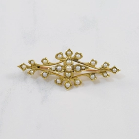 Effortless Layer Signature Detail Victorian Seed Pearl Brooch | 1.00ctw |