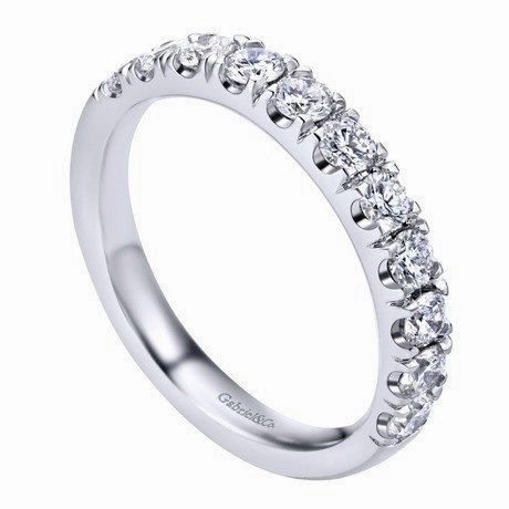 French Pave Diamond Band .75 Cttw 14K White Gold festival look