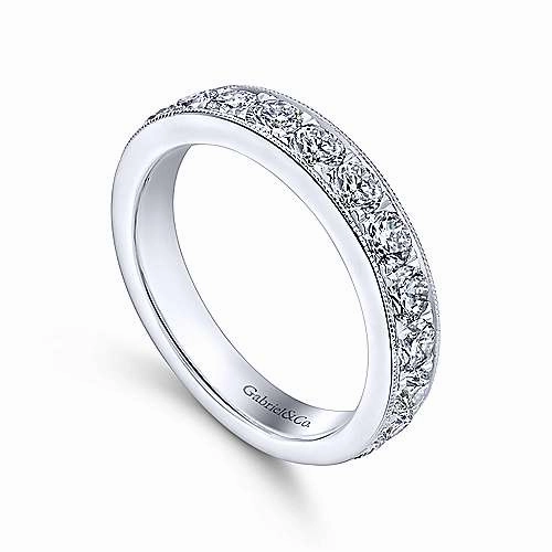 15-Stone Diamond Band with Milgrain Edging 14K White Gold Sentimental Work Simple Beauty