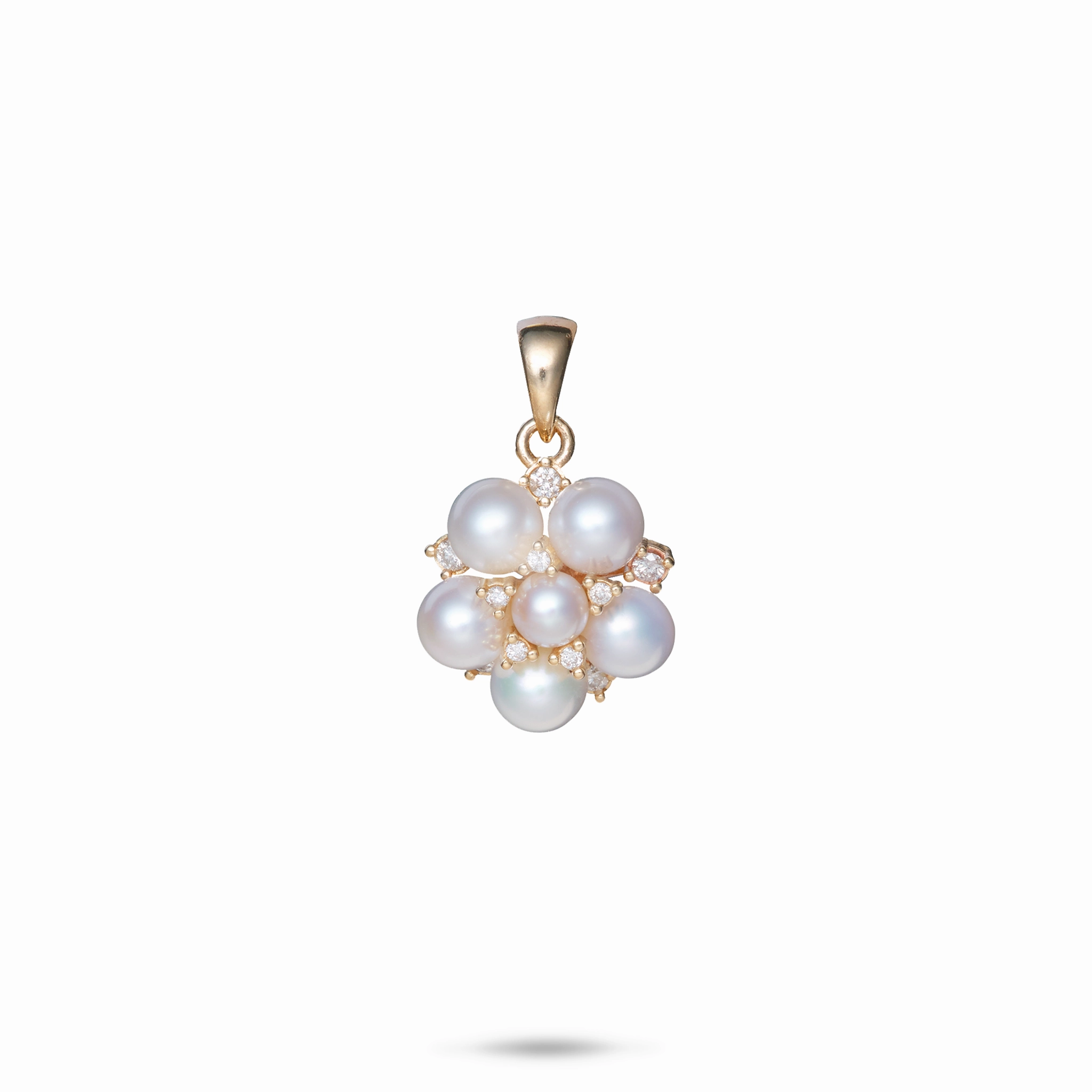 Tiny Bubbles Freshwater White Pearl Pendant in Gold with Diamonds Elegant Radiance