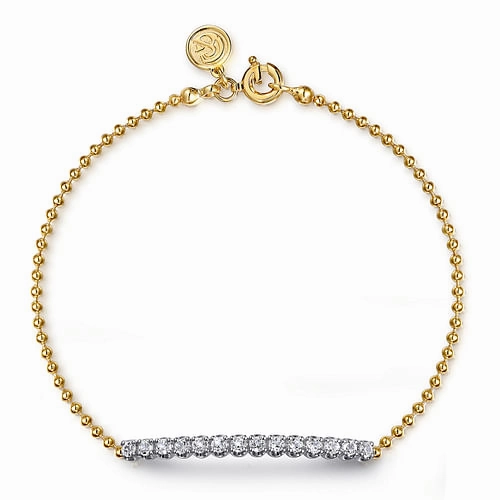 Effortless Edge 14K White and Yellow Gold White Sapphire Bar Bracelet