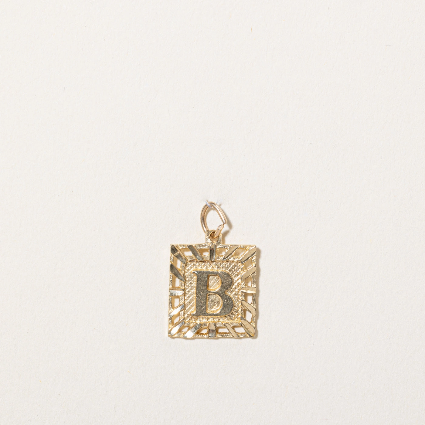 10k Yellow Gold 'B' Initial Charm Graceful Contour