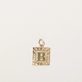 10k Yellow Gold 'B' Initial Charm Graceful Contour