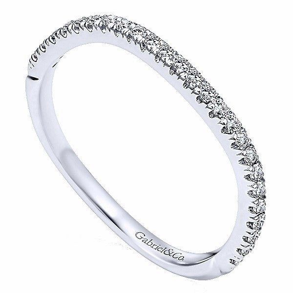 Prong Set Contoured Diamond Band  .17 Cttw 14k White Gold 209B Contemporary Token