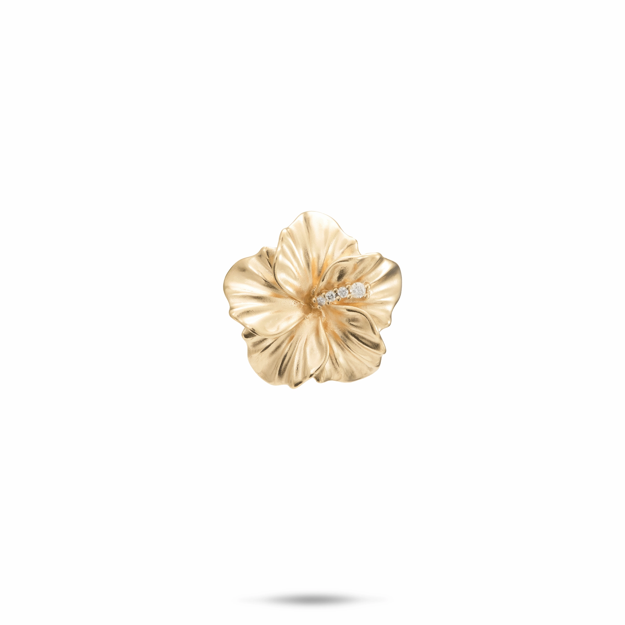 feminine grace Hawaiian Gardens Hibiscus Pendant in Gold with Diamonds - 15mm