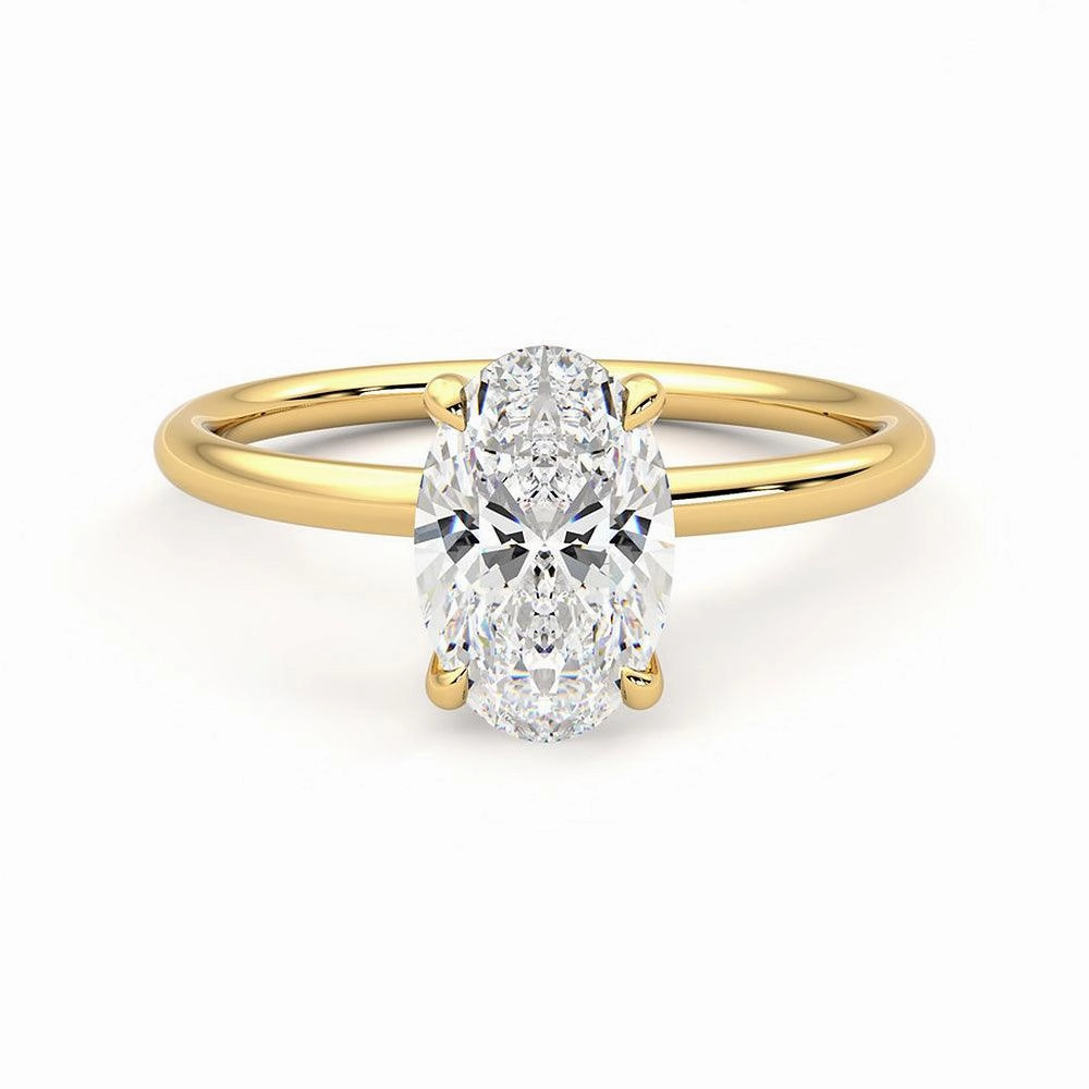 Urban Flair Luxe For Less Solitaire Oval Cut Moissanite Engagement Ring with Hidden Anniversary Stone