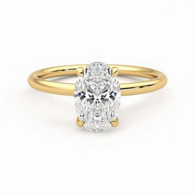 Solitaire Oval Cut Moissanite Engagement Ring with Hidden Anniversary Stone Luxury Shape Weekend Vibe