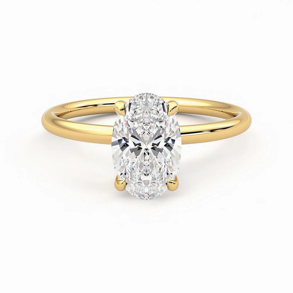 Solitaire Oval Cut Moissanite Engagement Ring with Hidden Anniversary Stone Captivating Form Precious Appeal