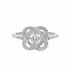 Lustrous Highlight Subtle Feature Love's Crossing Diamond Ring .25 Cttw 14K White Gold
