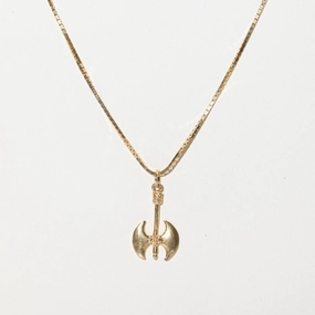14k Yellow Gold Labrys Axe Charm Necklace | 20.5" Gentle Radiance