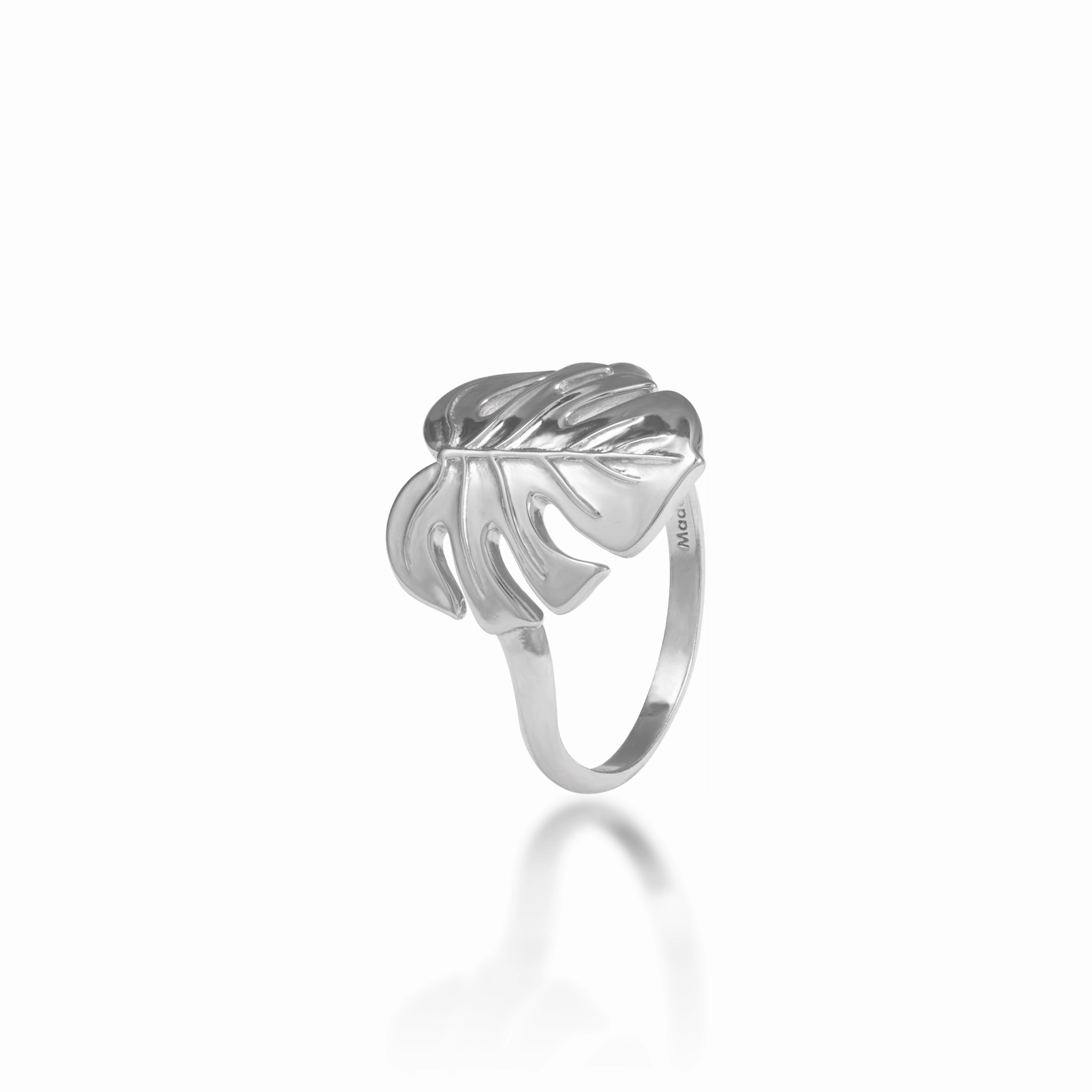 Brilliant Detail Monstera Ring in Sterling Silver - 15mm