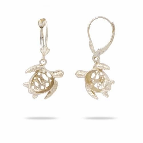 Pick A Pearl Honu Earrings in Gold - 13mm Minimal Style Gift For Him