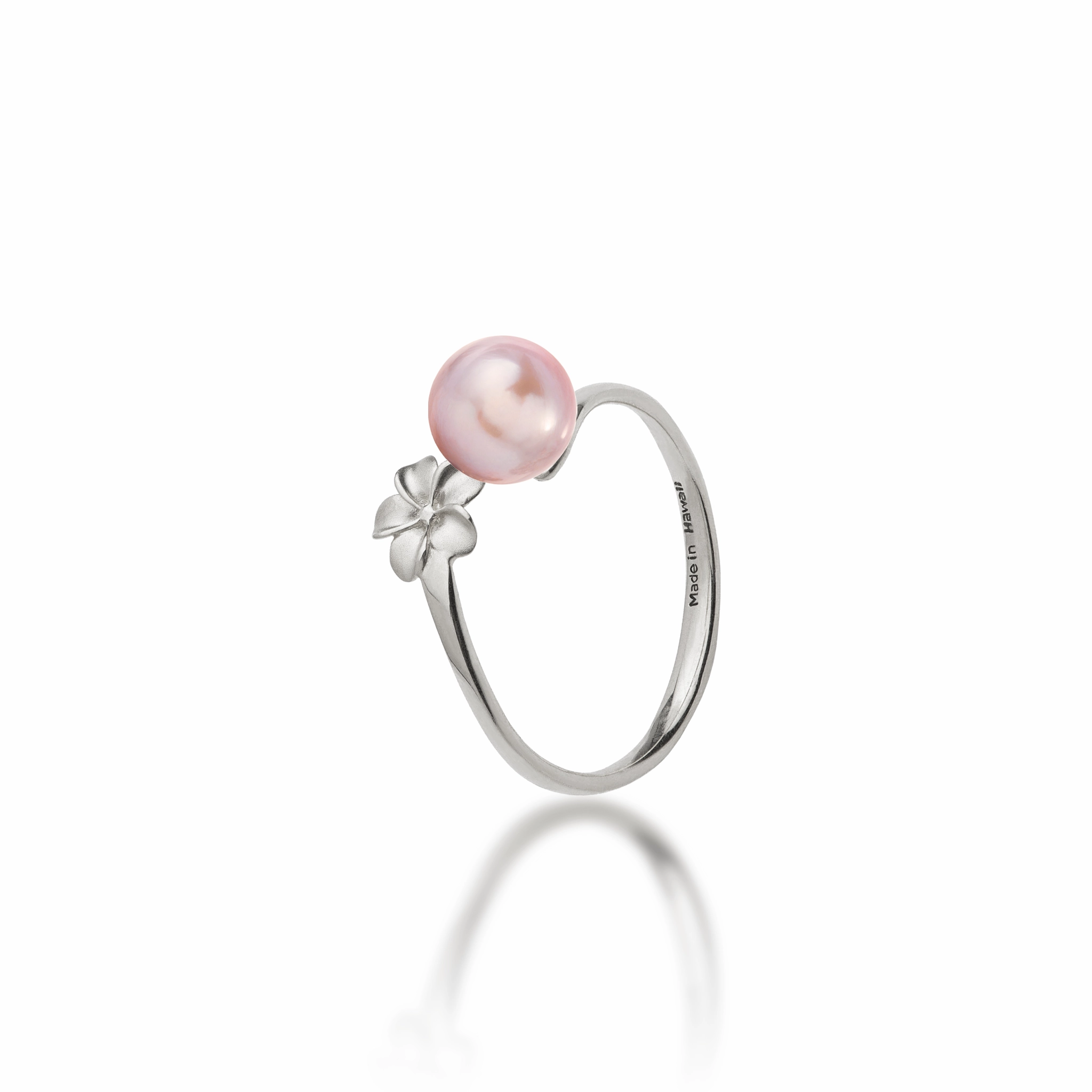 Artistic Detail Pick A Pearl Plumeria Ring in White Gold
